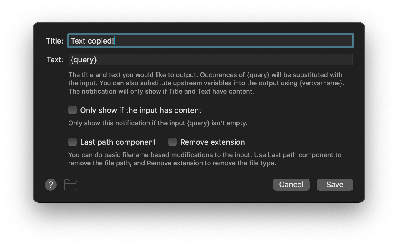Post Notification configuration