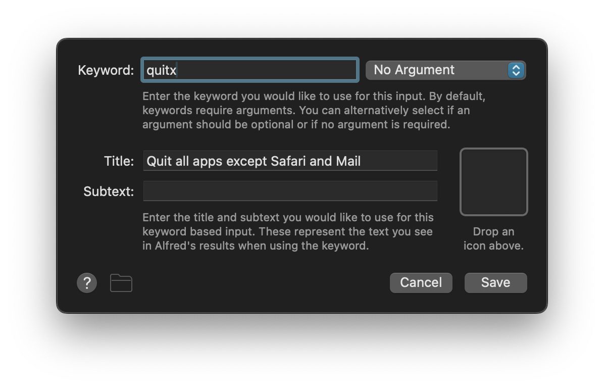 Keyword object configuration