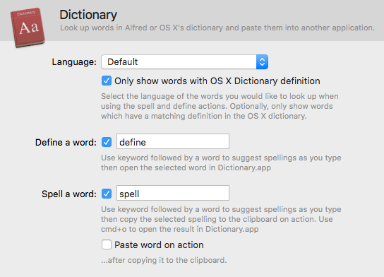 Dictionary Alfred Help And Support