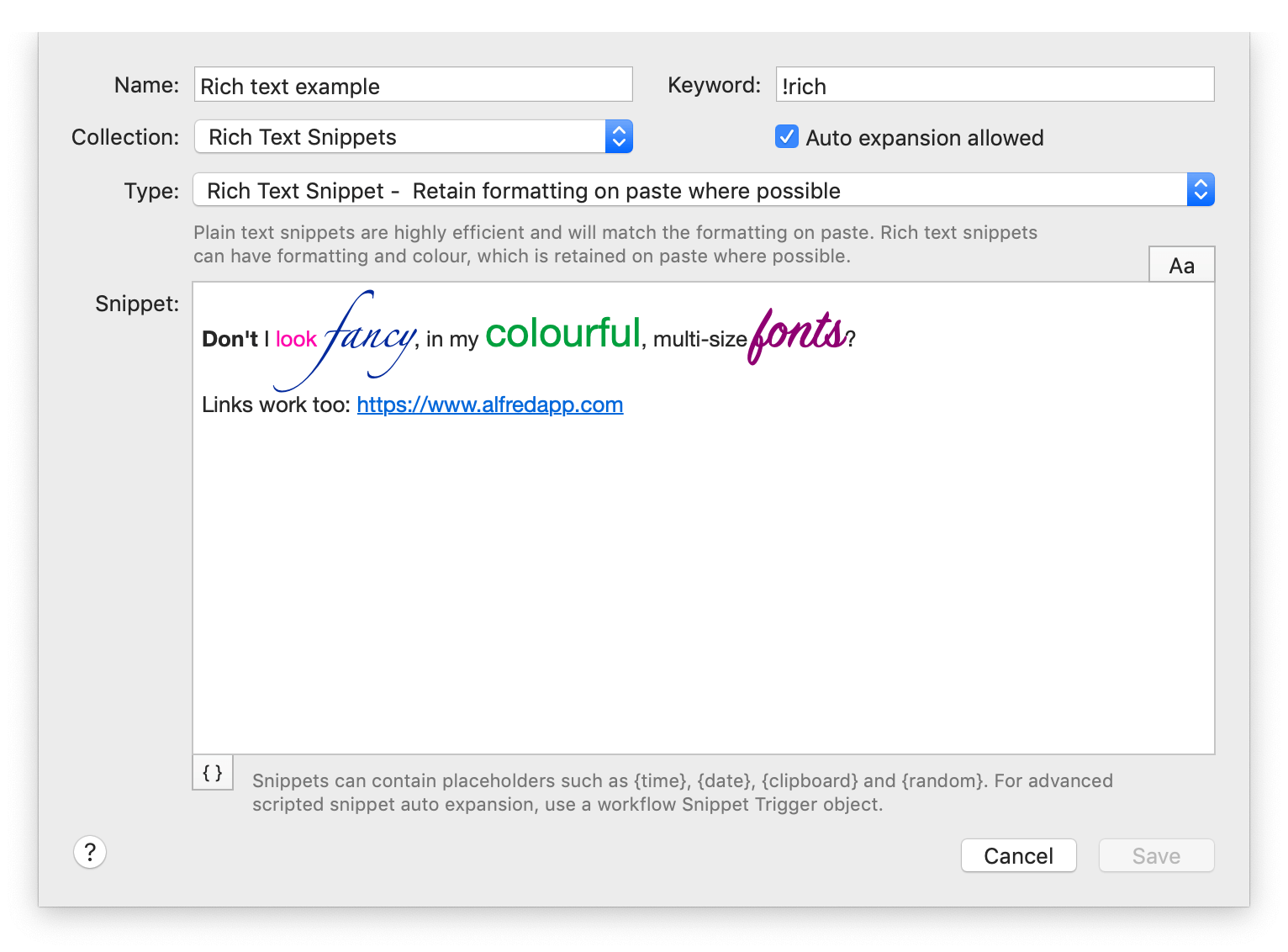 snippets and text expansion for mac os