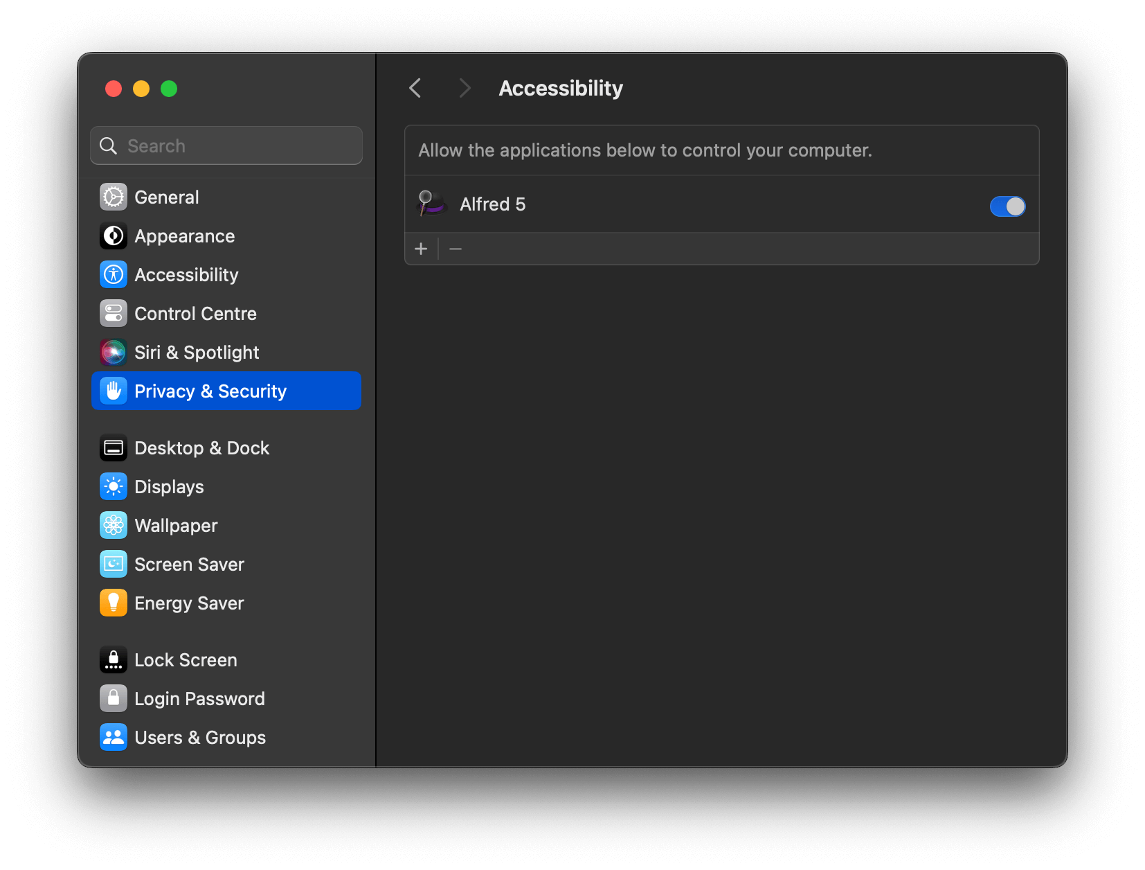 Granting Accessibility in macOS Mojave Security and Privacy Preferences